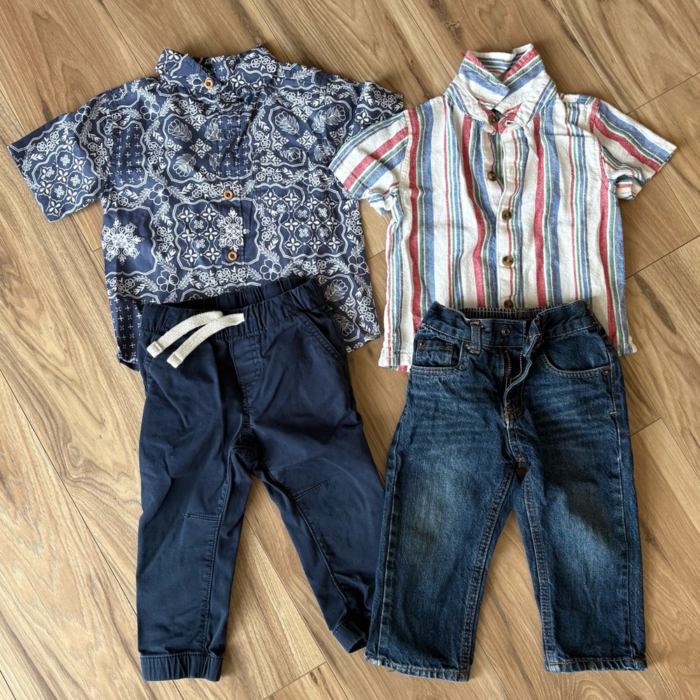 Boys Navy Paisley Short-Sleeve Button-Down Shirt
